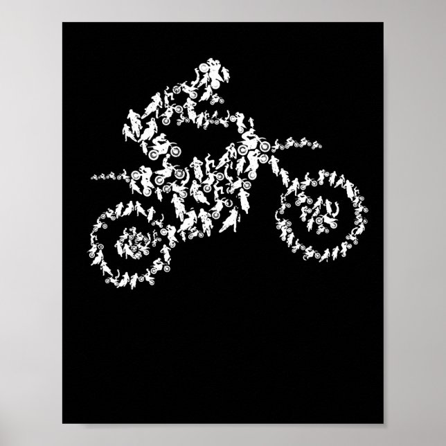 Póster Motocross motocicleta moto de tierra de silueta de (Frente)