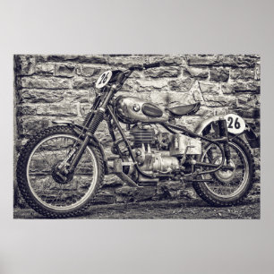 Póster Motocross Motorcycle europeo vintage
