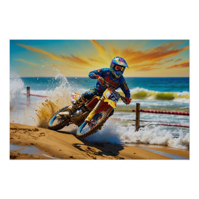 Póster Motocross Racer en Beach Race (Anverso)