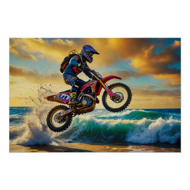 Póster Motocross Racer en Beach Race II (Anverso)
