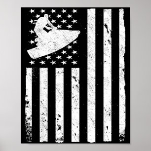 Póster Motonáutica bandera americana EEUU moto de agua