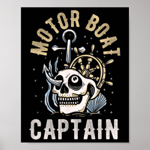 Póster Motor Boa de motor del capitán del barco divertido