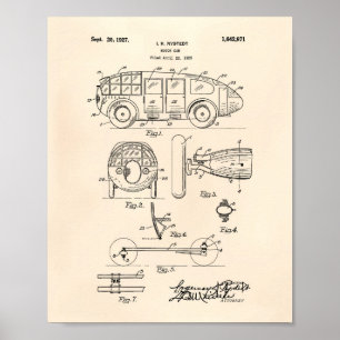 Póster Motor Car 1927 Patent Art Old Peper
