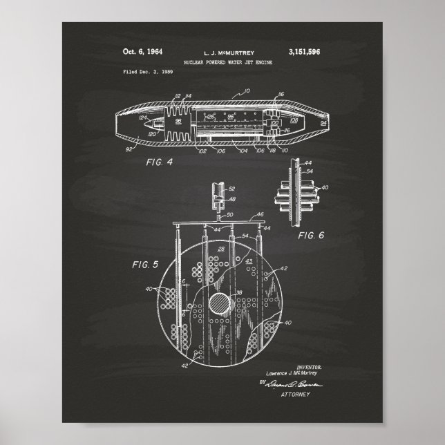 Póster Motor de chorro de agua nuclear 1959 pizarra de ar (Frente)
