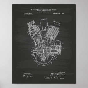Póster Motor de combustión interna 1914 Patent Chalkboard