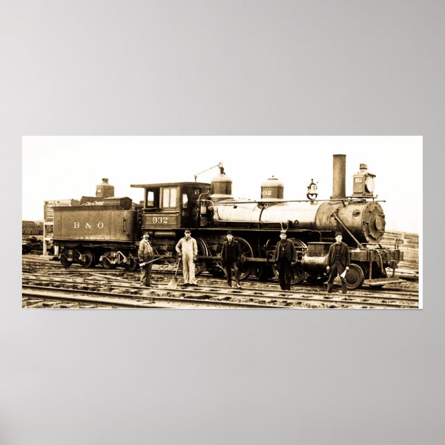 Póster Motor de ferrocarril Baltimore & Ohio 932 (Frente)