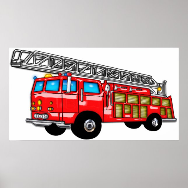 Póster Motor de fuego de ganchos y escaleras (Frente)