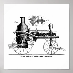 Póster Motor de fuego de vapor de Rotary Silsby
