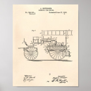 Póster Motor de fuego químico 1893 Patent Art Old Peper