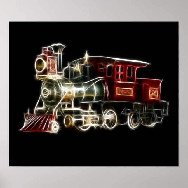Póster Motor de locomotora de trenes de vapor (Frente)