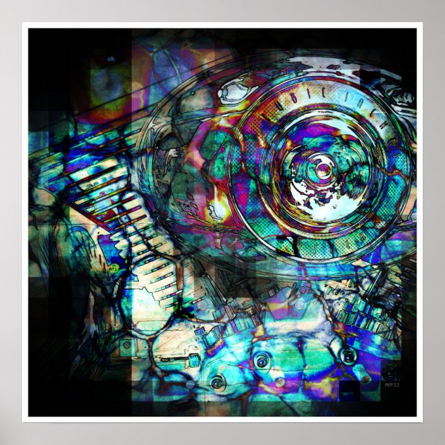 Póster Motor de motocicleta Gasolina (Frente)