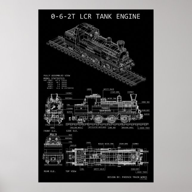 Póster Motor de Tanque PTW 0-6-2T "Plano" (Frente)