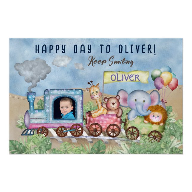 Póster Motor de trenes Cumpleaños (Anverso)