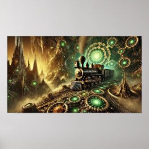 Póster Motor de vapor de locomotora de vapor