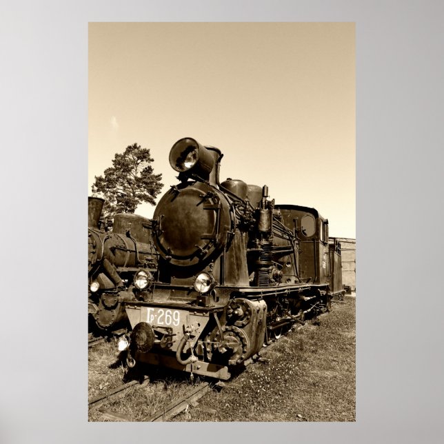 Póster Motor de vapor de pequeño calibre Gr-269 antiguo (Frente)