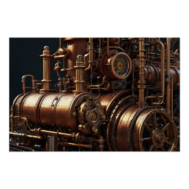 Póster Motor industrial Steampunk (Anverso)