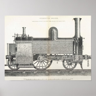 Póster Motor locomotor, grabado por J.W. Lowry