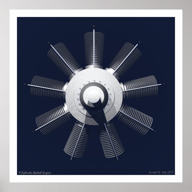 Póster Motor radial de 9 cilindros (Frente)