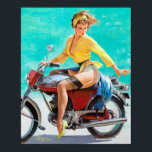 Póster Motorciclo Pin Up<br><div class="desc">Anclaje vintage. Imagen de muy alta resolución directamente de la pintura al óleo original.</div>