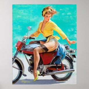 Póster Motorciclo Pin Up
