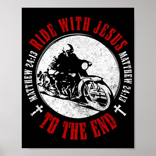 Póster Motorcycle Christian Biker Faith Ride with Jesus  (Frente)