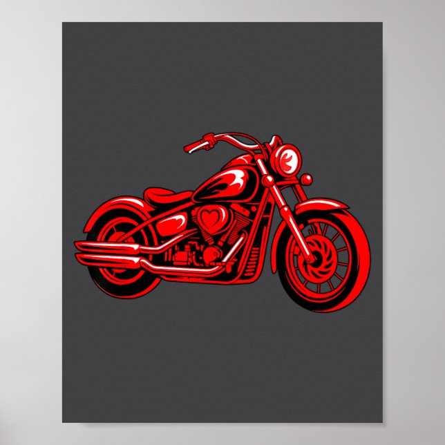 Póster Motorcycle Heart Biker Valentines Day Rider Couple (Frente)