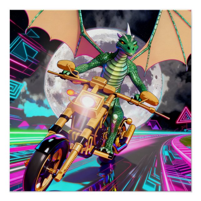 Póster Motorcycle Riding Dragon (Anverso)