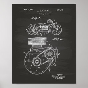 Póster Motorcycles 1943 Patent Art Chalkboard