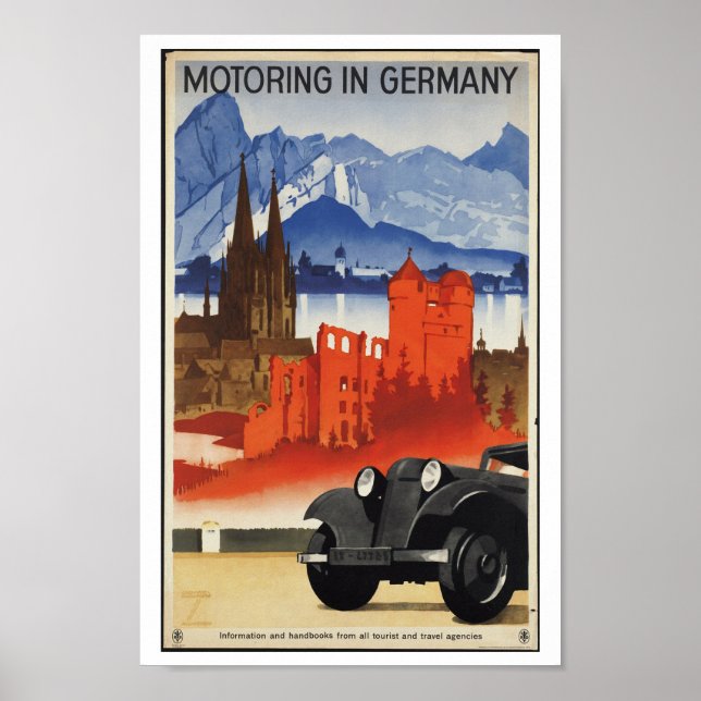 Póster Motores en Alemania Viajes de época (Frente)
