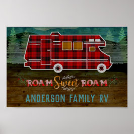 Póster Motorhome RV Camper Travel Van Rustic Personalized