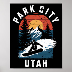 Póster Moun de snowboard Vintage de Park City Utah