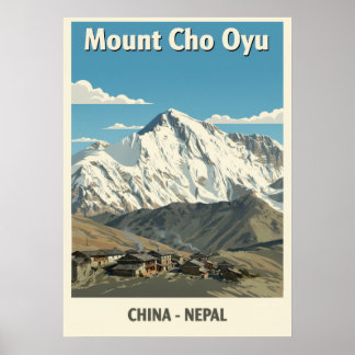 Póster Mount Cho Oyu Nepal-China V03