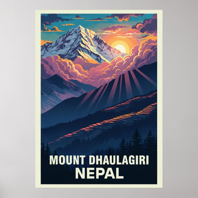 Póster Mount Dhaulagiri Nepal V03 (Frente)