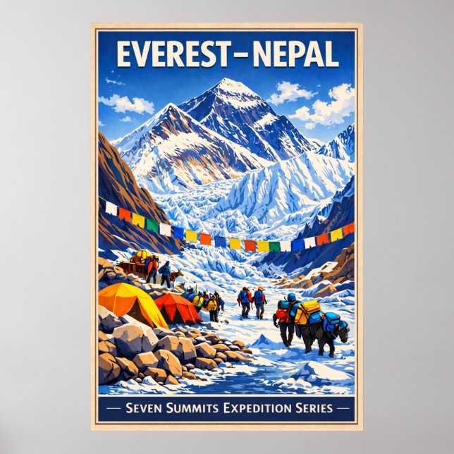 Póster Mount Everest Nepal - Vintage (Frente)