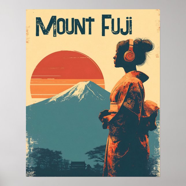 Póster Mount Fuji vintage (Frente)