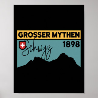 Póster Mount Grosser Mythen Hike Mountain Biking Swiss Hi