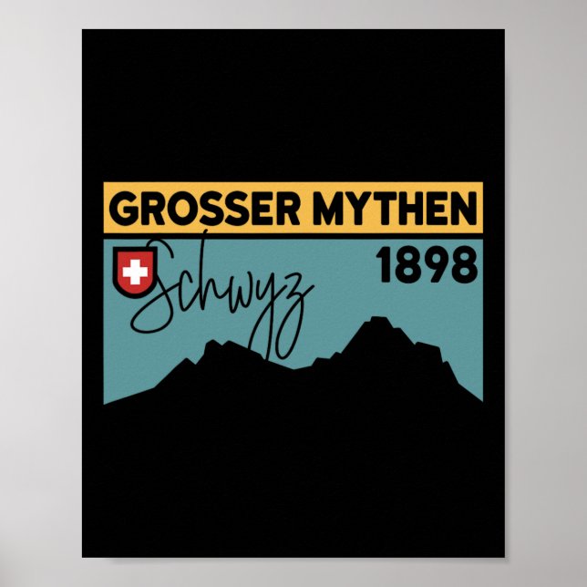 Póster Mount Grosser Mythen Hike Mountain Biking Swiss Hi (Frente)