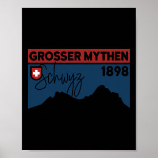Póster Mount Grosser Mythen Hike Mountain Biking Swiss Hi