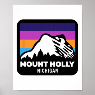 Póster Mount Holly Michigan Esquí Snowboarding Family Sk