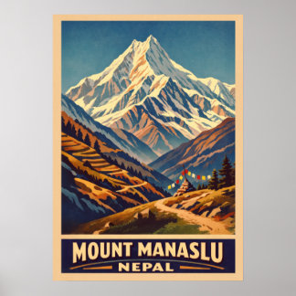 Póster Mount Manaslu Nepal V01
