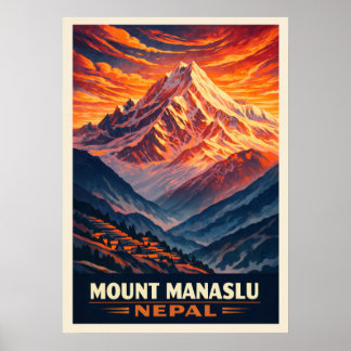 Póster Mount Manaslu Nepal V03