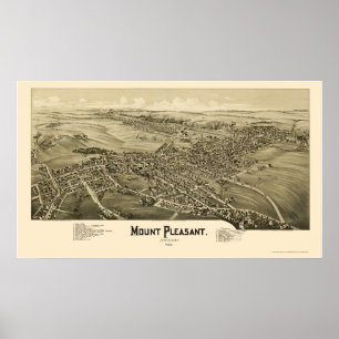 Póster Mount Pleasant, PA Panoramic Map - 1900