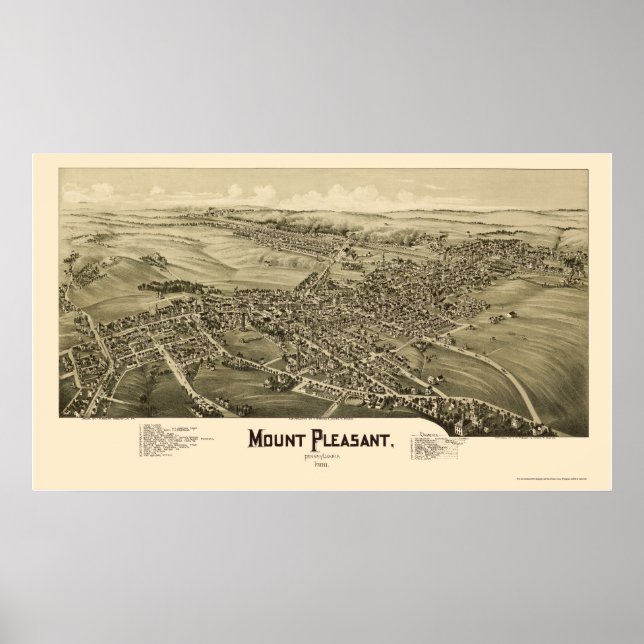 Póster Mount Pleasant, PA Panoramic Map - 1900 (Frente)