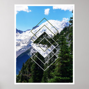 Póster Mount Rainier Geométrico