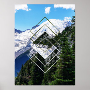 Póster Mount Rainier Geométrico