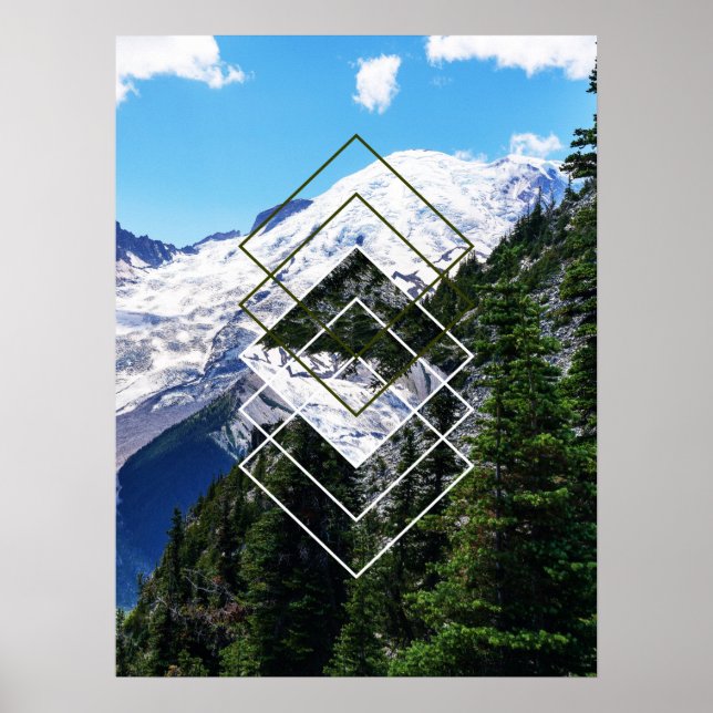 Póster Mount Rainier Geométrico (Frente)