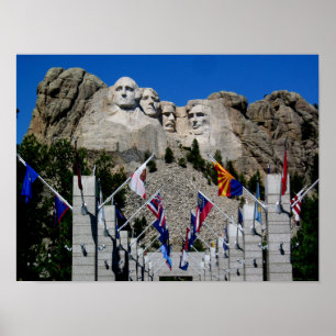 Póster Mount Rushmore South Dakota Flag Souvenir