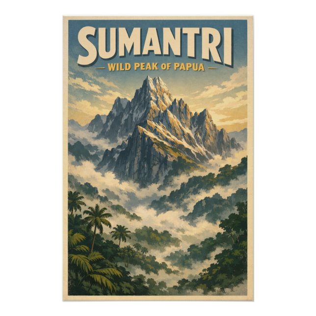 Póster Mount Sumantri, Indonesia, in a classic retro (Anverso)