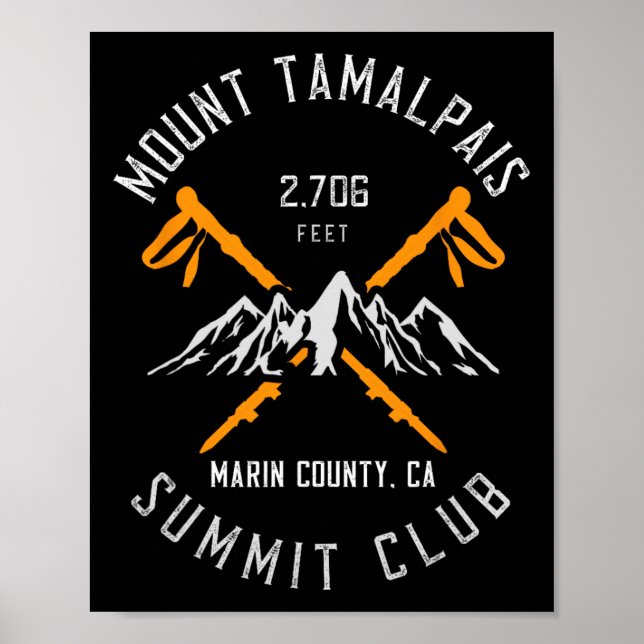 Póster Mount Tamalpais Hiking Marin County California  (Frente)