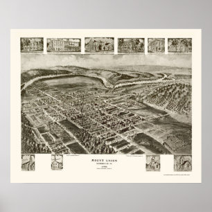 Póster Mount Union, PA Panoramic Map - 1906